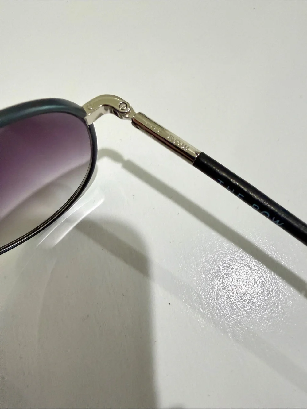 NWT The Row x Linda Farrow Leather Aviator Sunglasses Full Boutique Set - Picture 12 of 16